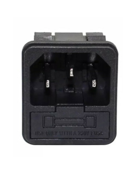 IEC C13 3-Pin AC Power Socket with Fuse Holder Male Connector Panel Mount Snap Fit