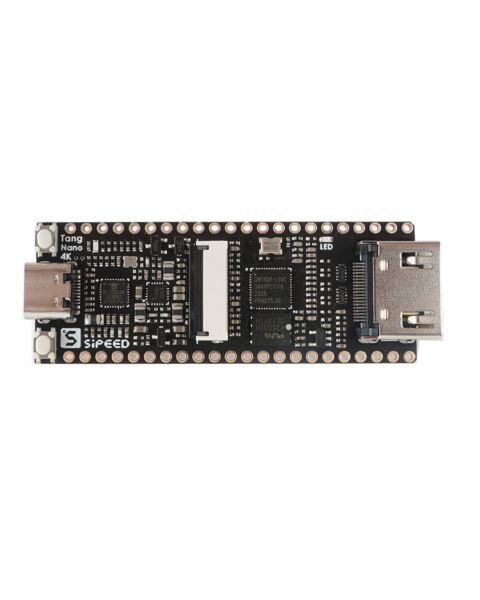 Sipeed Tang Nano 4K FPGA Board Top View; Tang Nano 4K Pinout Diagram; Gowin GW1NSR-LV4C Chip Macro; Tang Nano 4K HDMI and USB-C Ports; FPGA Board with OV2640 Camera Setup