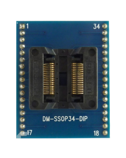 SSOP34 to DIP34 Programmer Socket - 0.65mm Pitch Clamshell IC Adapter