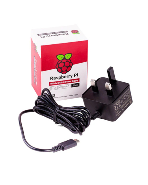 Raspberry Pi 4 Model B Official PSU USB-C 5.1V 3A UK Plug Black