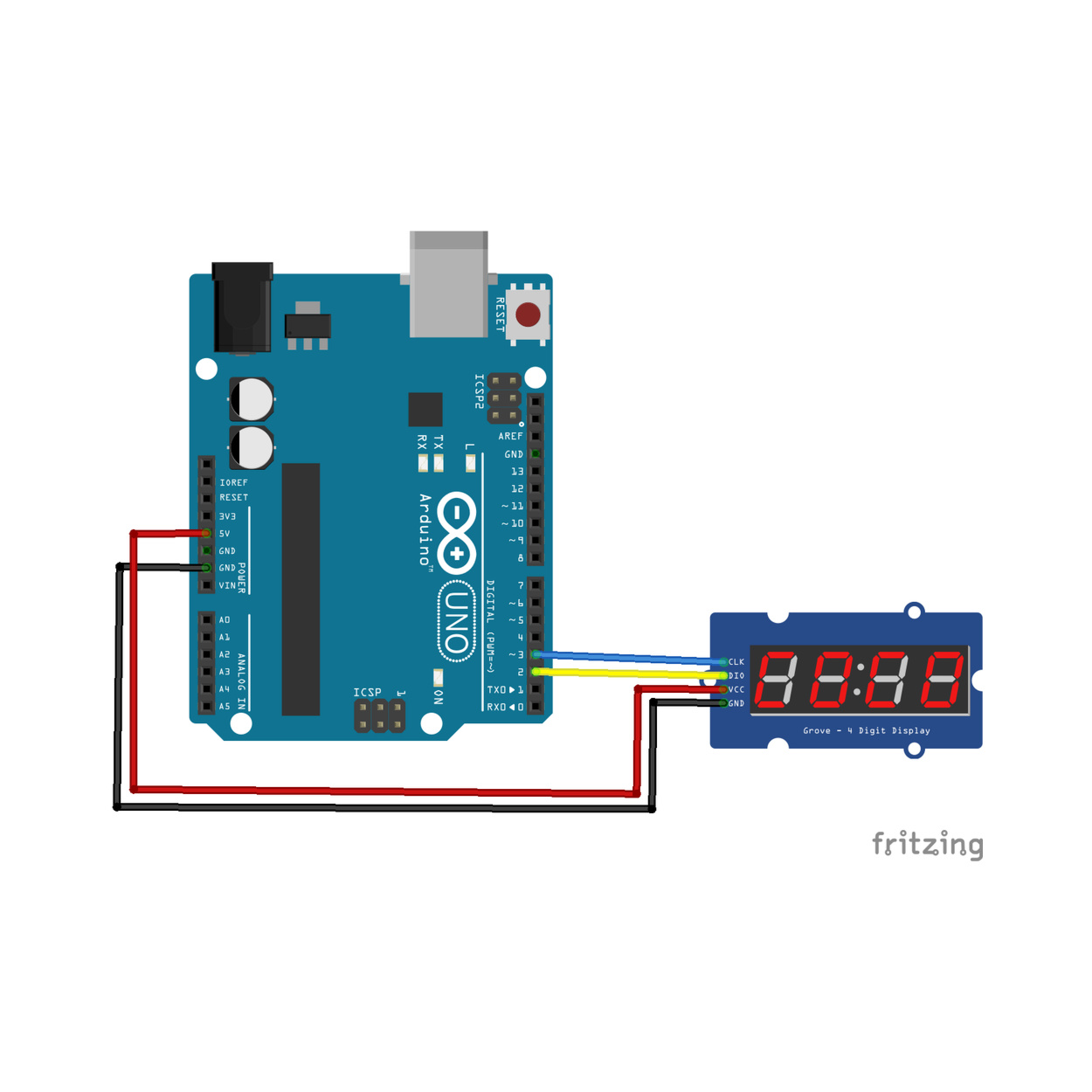 Arduino Pro Tm Arduino Tm1637 Wiring Diagram 4-Digit 7-Segment LED Display TM1637 ...
