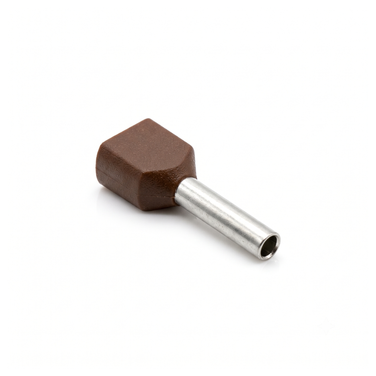 Twin Insulated Bootlace Wire Crimp Ferrule End Terminal Lug-Brown-1 sqmm