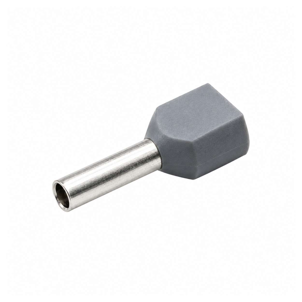 Twin Insulated Bootlace Wire Crimp Ferrule End Terminal Lug-Grey-0.5 sqmm