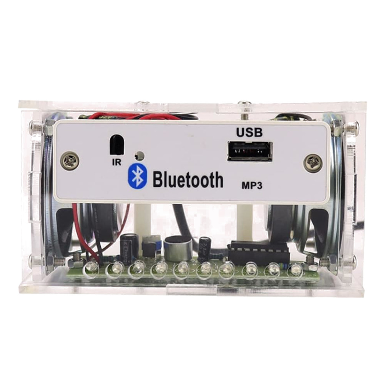 Mini Bluetooth Speaker Unassembled DIY Kit Flashing Light IR Remote Acrylic  Case