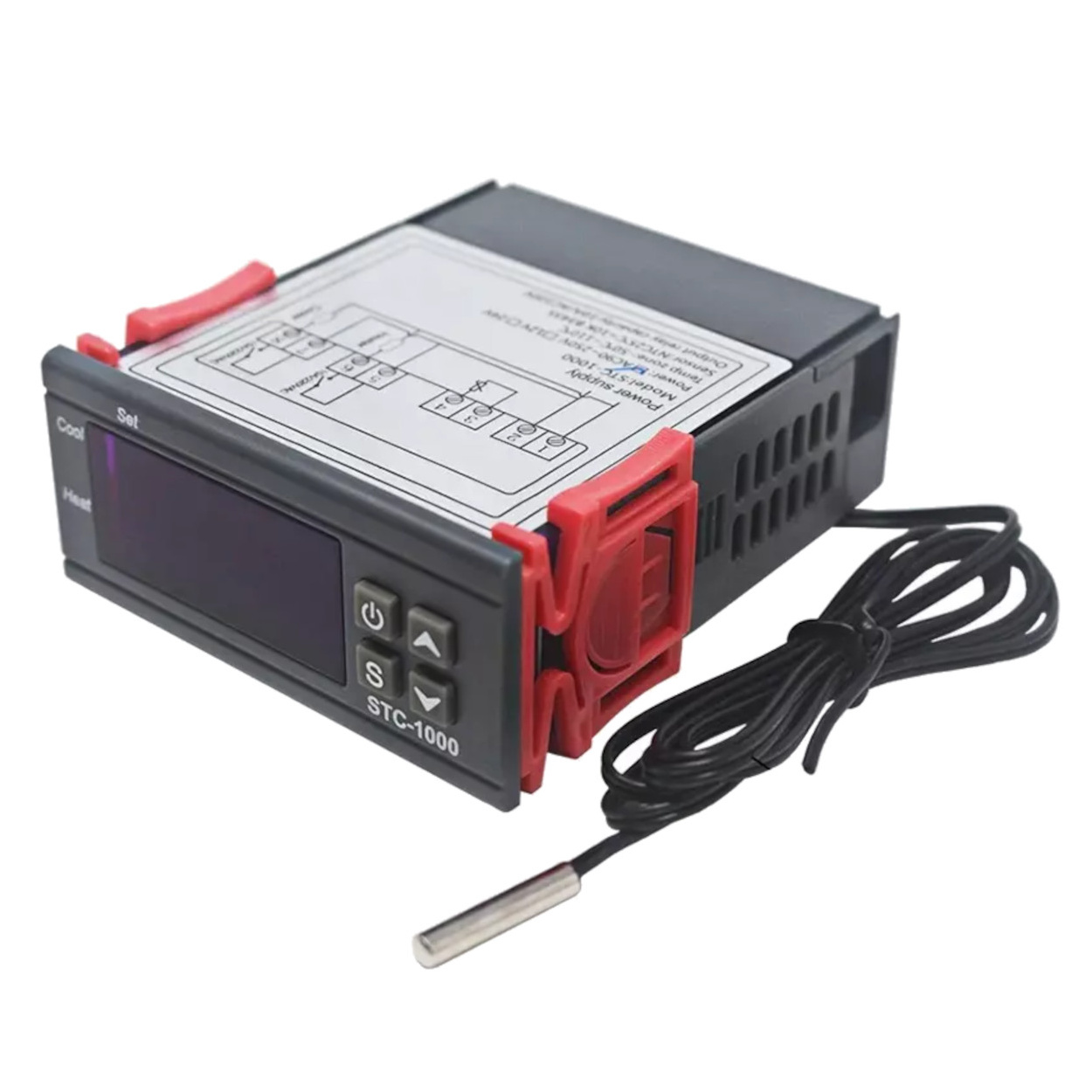 STC-1000 220 VAC Digital Display Temperature Controller with NTC Probe  Relay Outputs for Heating and Cooling