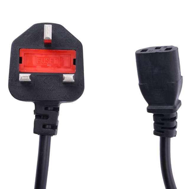 10A 250V 3 Pin UK plug to IEC C13 Female Socket 1.5M Power Cable with Fuse