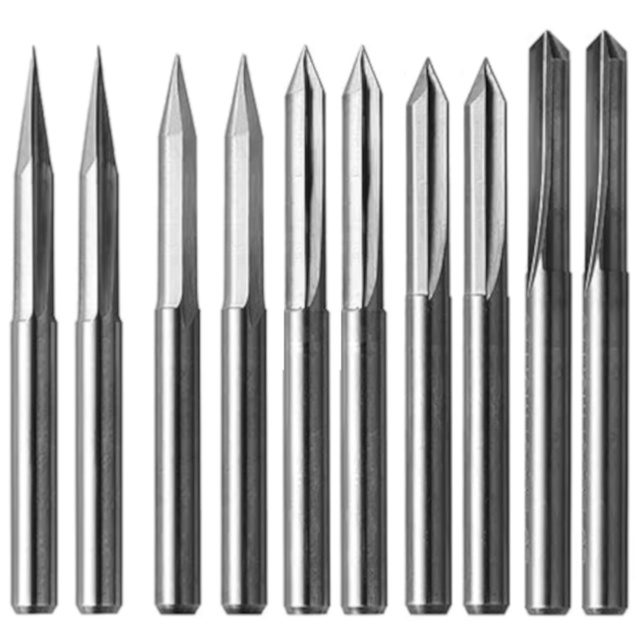 10pcs MechX V-Groove Engraving Bits - 0.1mm Tip, Multi-Angle CNC Kit