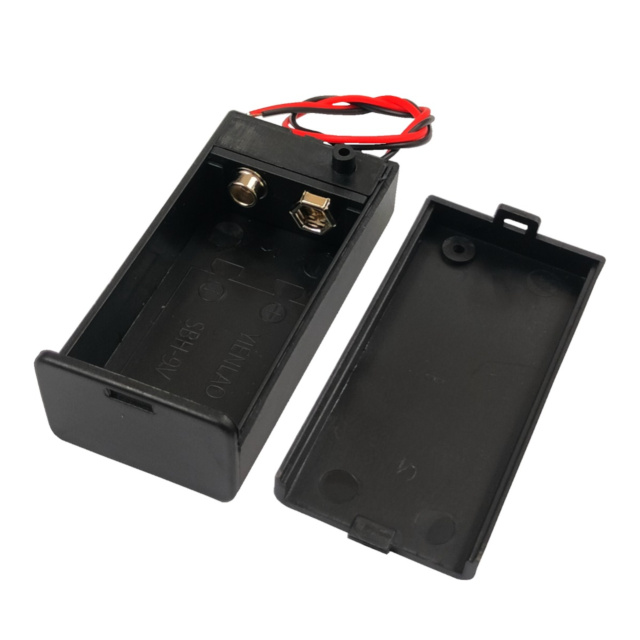 9V Battery Case Holder Box with Cover ON Off Switch Wire