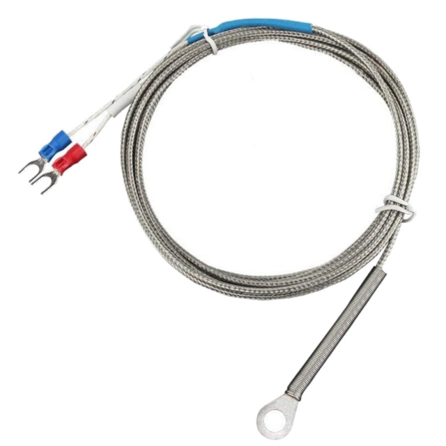 K-Type Thermocouple Surface Temperature Sensor - 6mm Washer Probe, 1M Metal Braid
