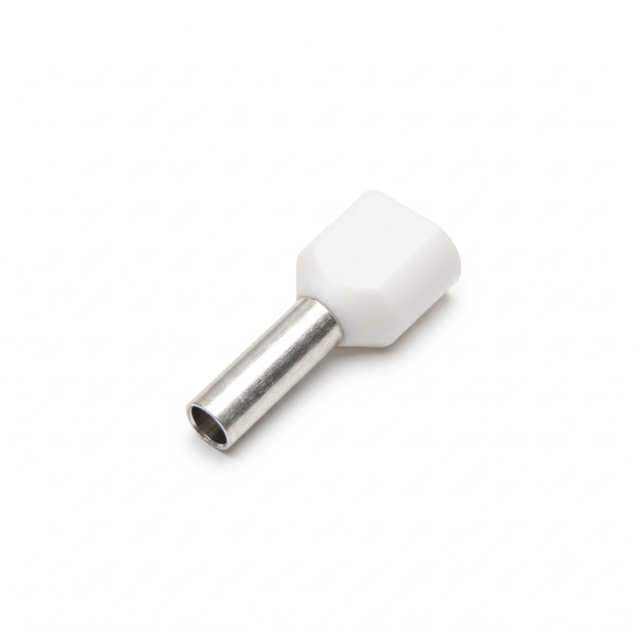 Twin Insulated Bootlace Wire Crimp Ferrule End Terminal Lug-white-1 sqmm