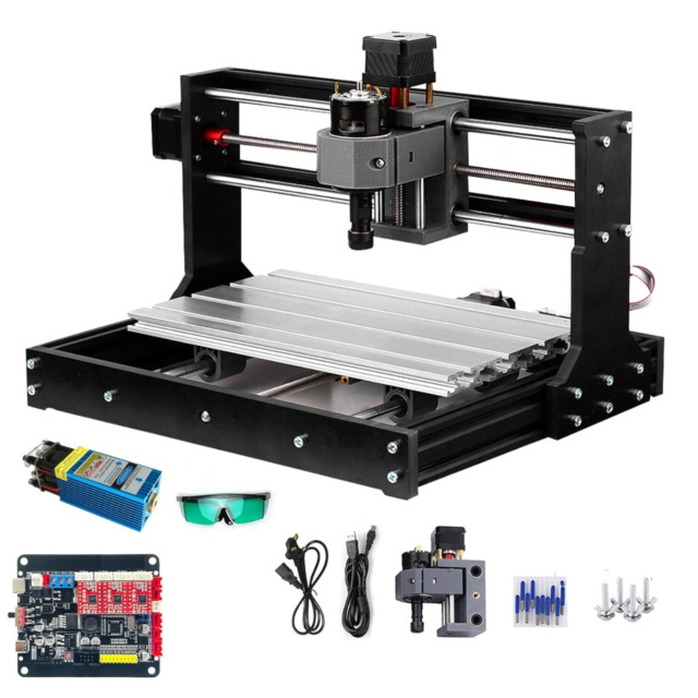 3018 Pro Desktop CNC Router & 5.5W Laser Engraver - 2-in-1 DIY Kit