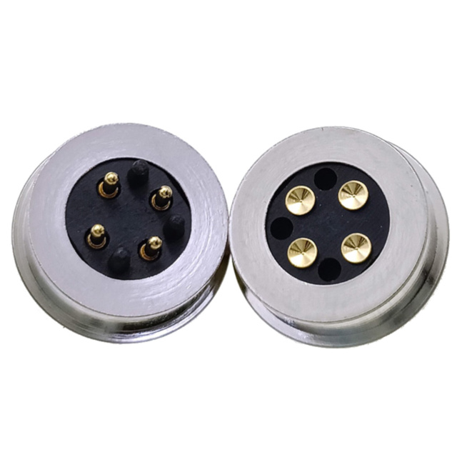 4P Magnetic Spring Loaded Pogo Pin Circular Polarised Connector Male Female