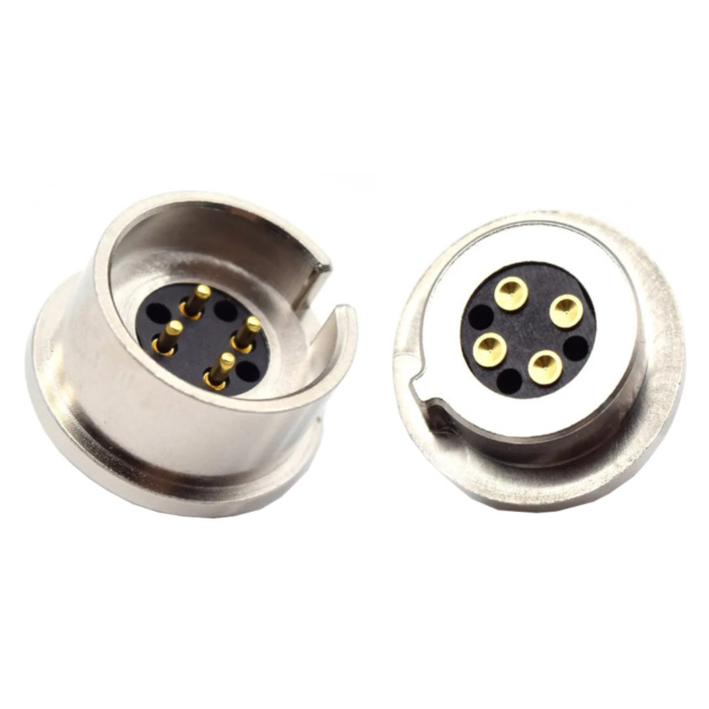 4P Magnetic Spring Loaded Pogo Pin Circular Polarised Connector Socket Male Female