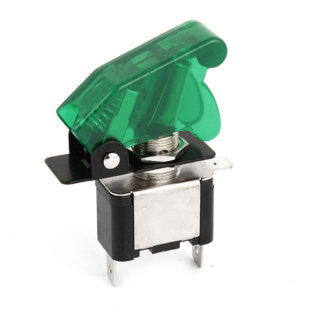 Toggle Switch with Green LED 12V With Cover