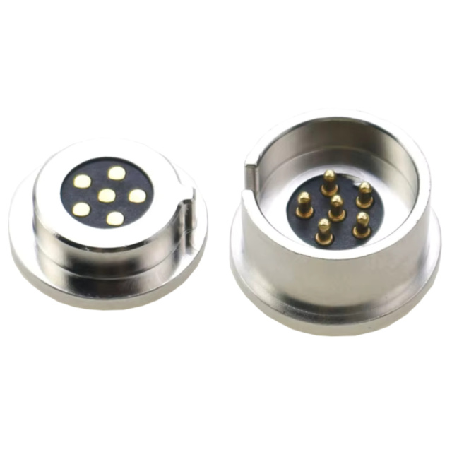 6P Magnetic Spring Loaded Pogo Pin Circular Polarised Connector Socket Male Female