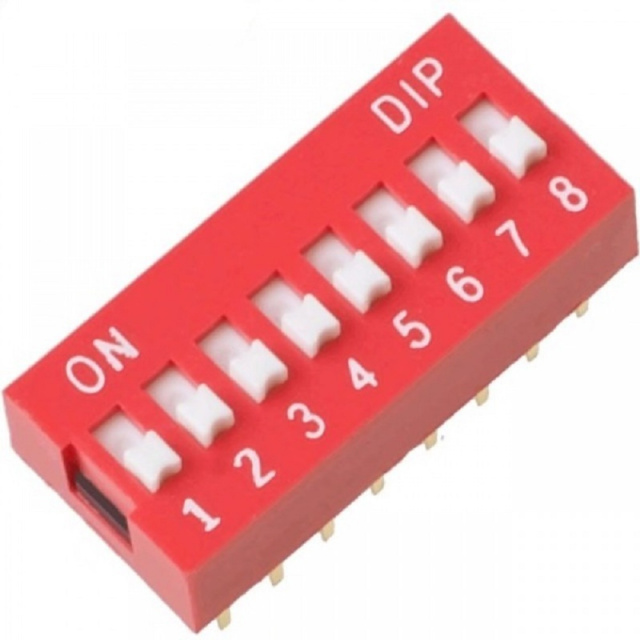 DIP Switch - 8 way , Vertical