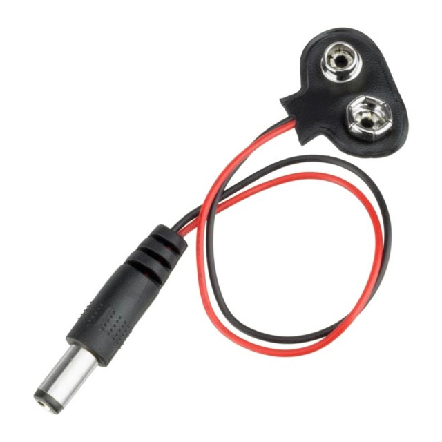 9V Battery Snap Cap with Male DC Jack Connector