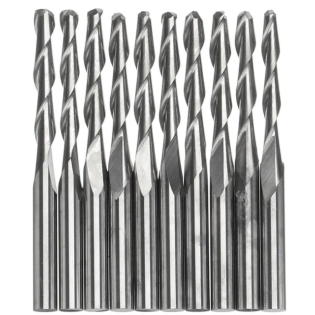 10pcs MechX 2-Flute Ball Nose Spiral End Mill - 3.175mm Shank CNC Router Bits