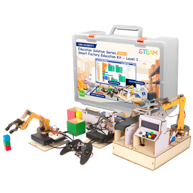 ACEBOTT Smart Factory STEM Starter Educational DIY Kit Robotic Arm Sorting Warehouse ESP32 Wifi-IoT QE031