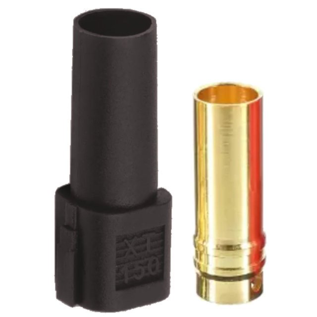 XT150 Female Connector Set - 8mm Black Shroud Housing & Gold-Plated Female Socket (Battery Side)