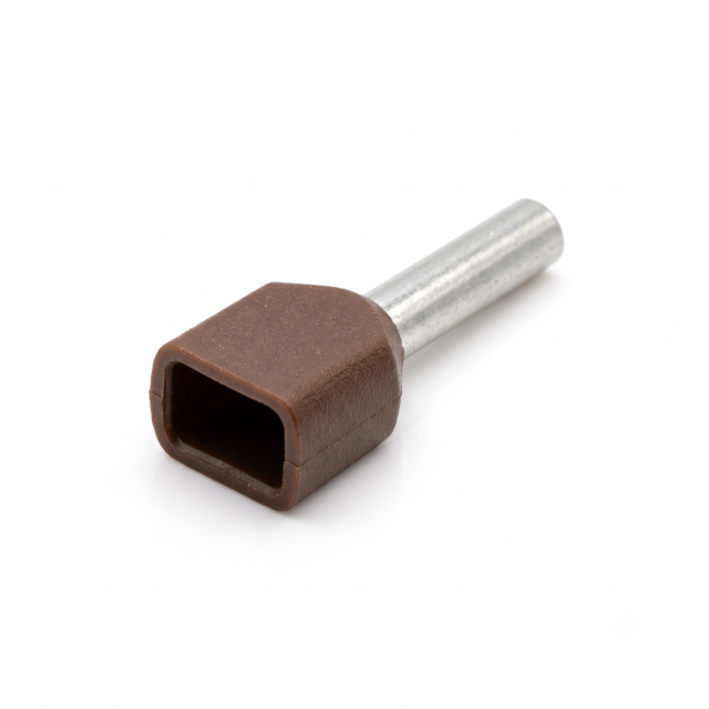 Twin Insulated Bootlace Wire Crimp Ferrule End Terminal Lug-Brown-0.75 sqmm