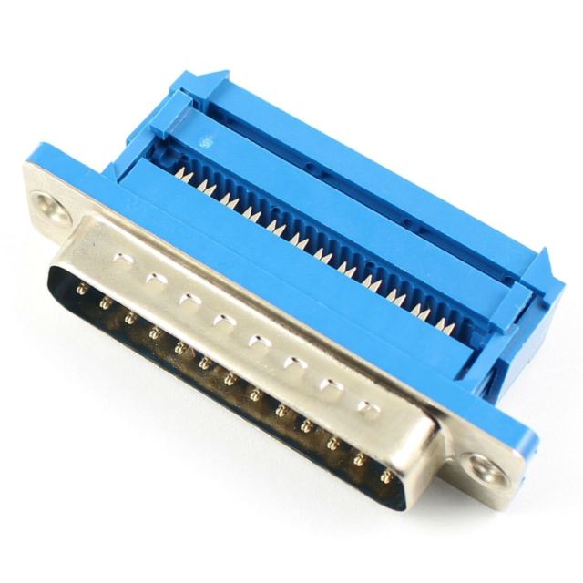 DB25 Male Crimp Connector for FRC Parallel Port with Strain Relief