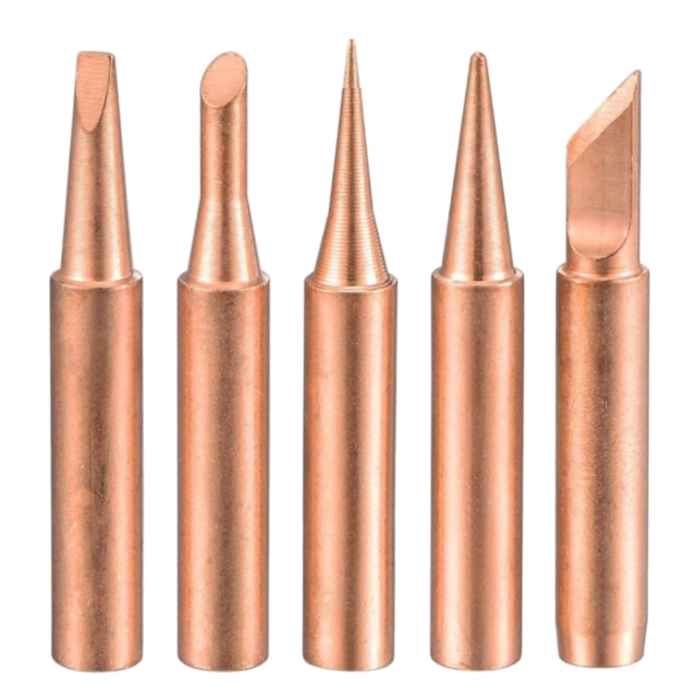 5-Piece 900M Pure Copper Soldering Iron Tip Set (T-I, T-B, T-K, T-2.4D, T-3C)
