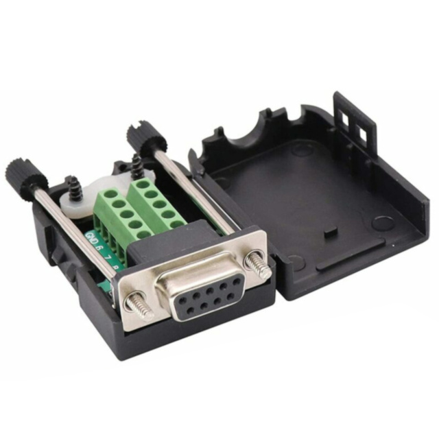 DB9 Female to 9-Pin Screw Terminal Breakout Board with Case - Solderless RS232 Adapter