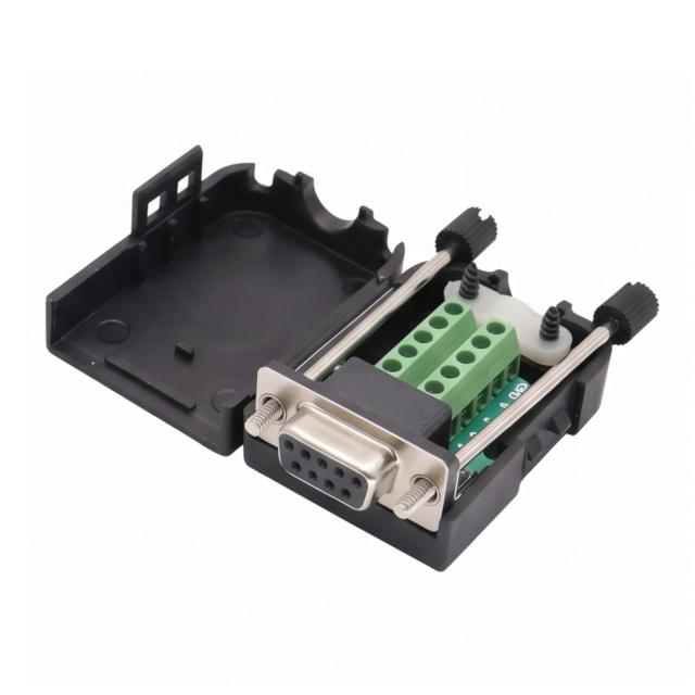 DB9 Female to 9-Pin Screw Terminal Breakout Board with Case - Solderless RS232 Adapter
