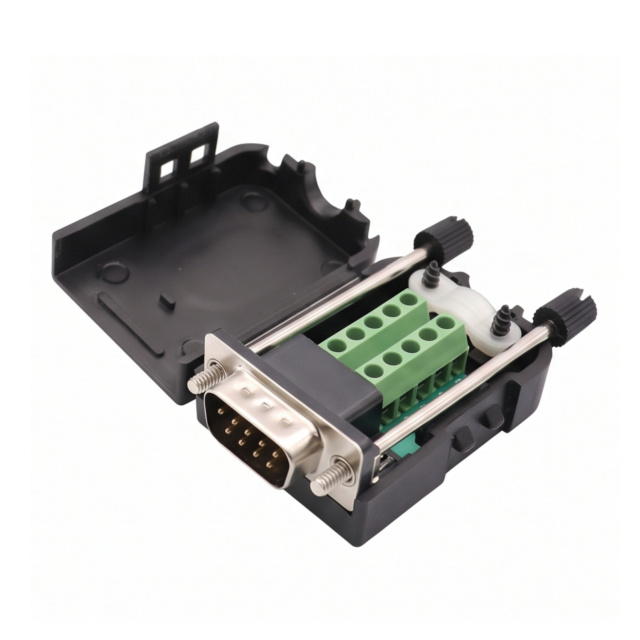 DB9 Male to 9-Pin Screw Terminal Breakout Board with Case - Solderless RS232 Adapter