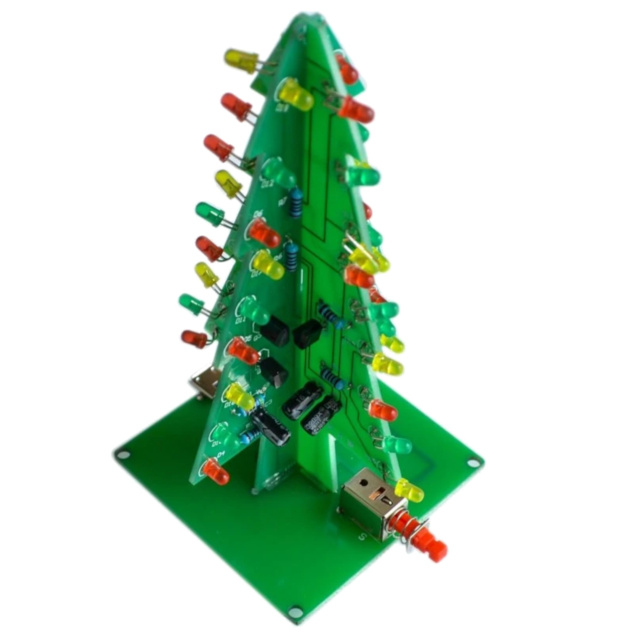 DC 5V Colourful Christmas LED Tree with Acrylic Case Electronic Unassembled Soldering DIY Kit 