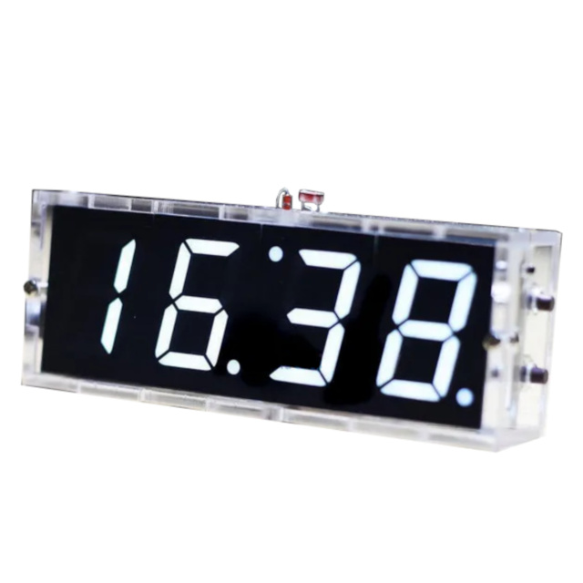 Digital Led Clock and Temperature Unassembled DIY Kit 4-digit Display Transparent Case White light