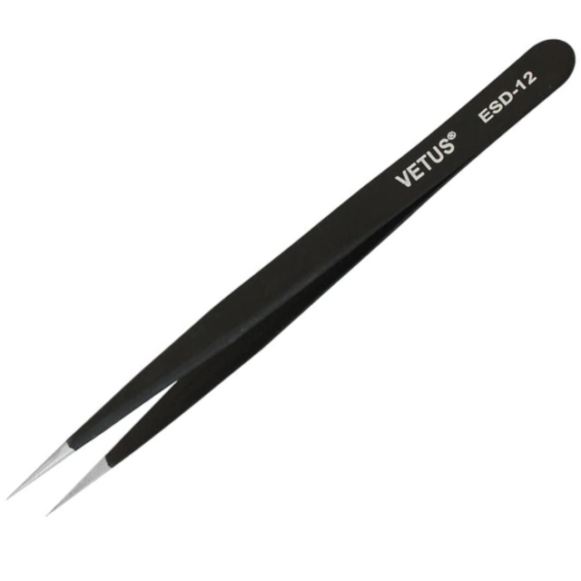 ESD-12 Tweezer Straight Pointed Tip Anti Static