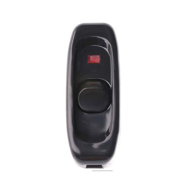 Inline Chord Switch Black with Indicator 10A 250V