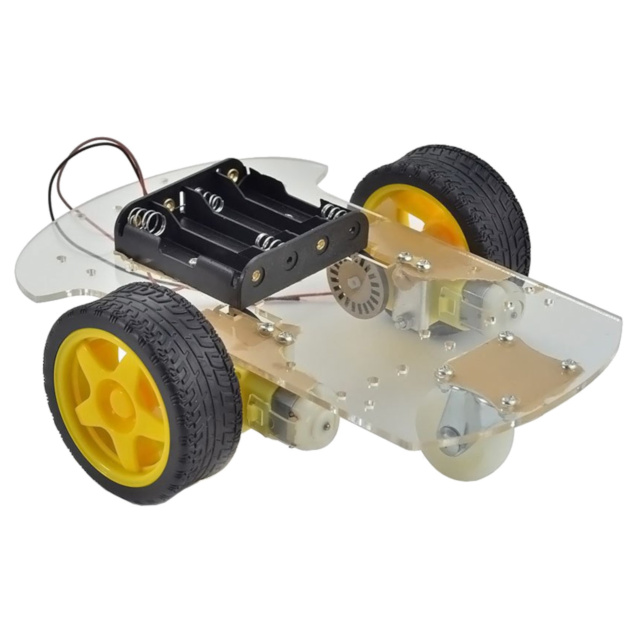 2WD Clear Acrylic Smart Robot Car Chassis Kit - Single Deck Frame with Caster Wheel & 2x TT Motors