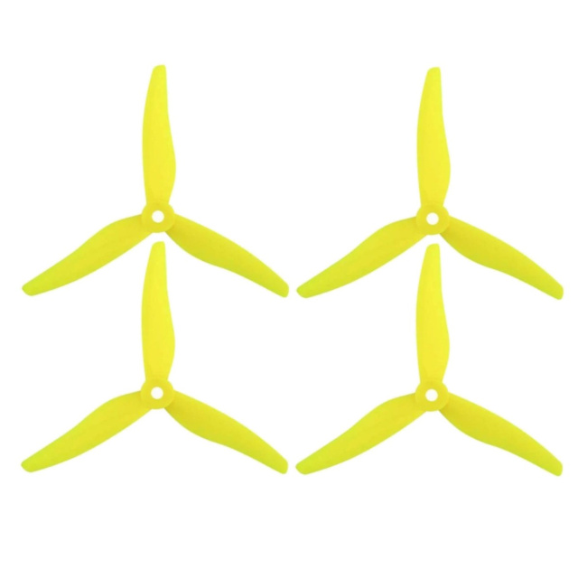 Gemfan Hurricane 51466 V2 3-Blade 5-Inch Propellers - Yellow (2CW + 2CCW)