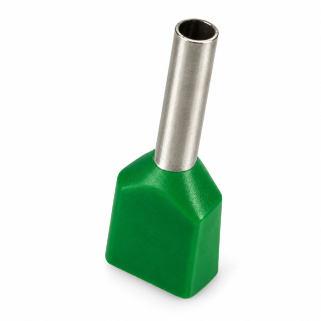 Twin Insulated Bootlace Ferrule Terminal, 2 x 1.5 sqmm 12mm Pin Length Green