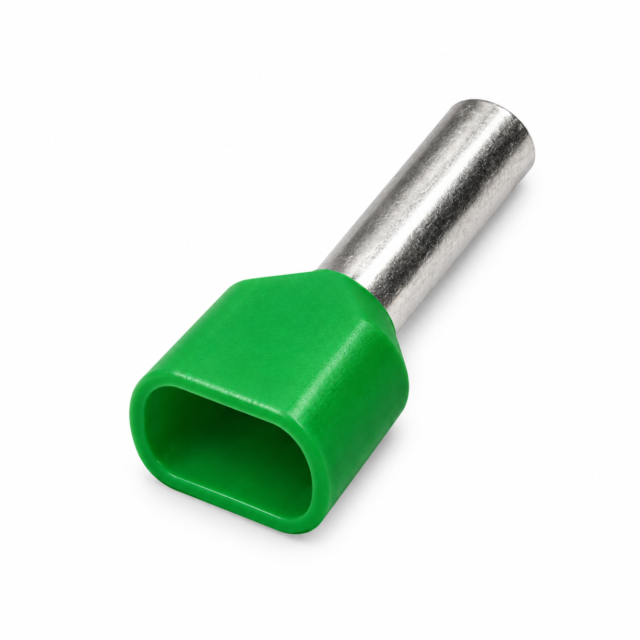 Twin Insulated Bootlace Wire Crimp Ferrule End Terminal Lug-Green-1.5 sqmm