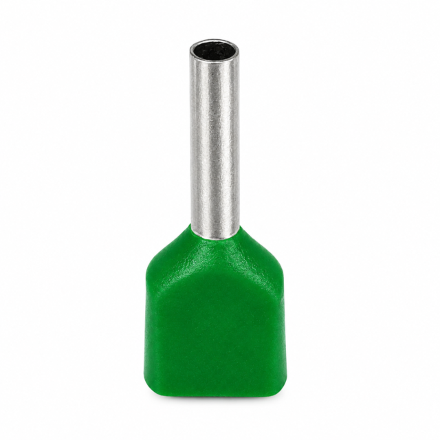 Twin Insulated Bootlace Wire Crimp Ferrule End Terminal Lug-Green-0.75 sqmm