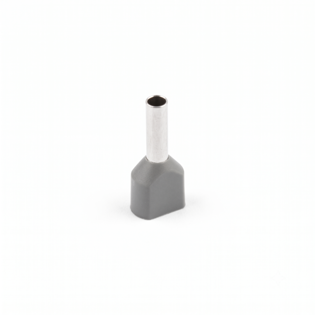 Twin Insulated Bootlace Wire Crimp Ferrule End Terminal Lug-Grey-1 sqmm