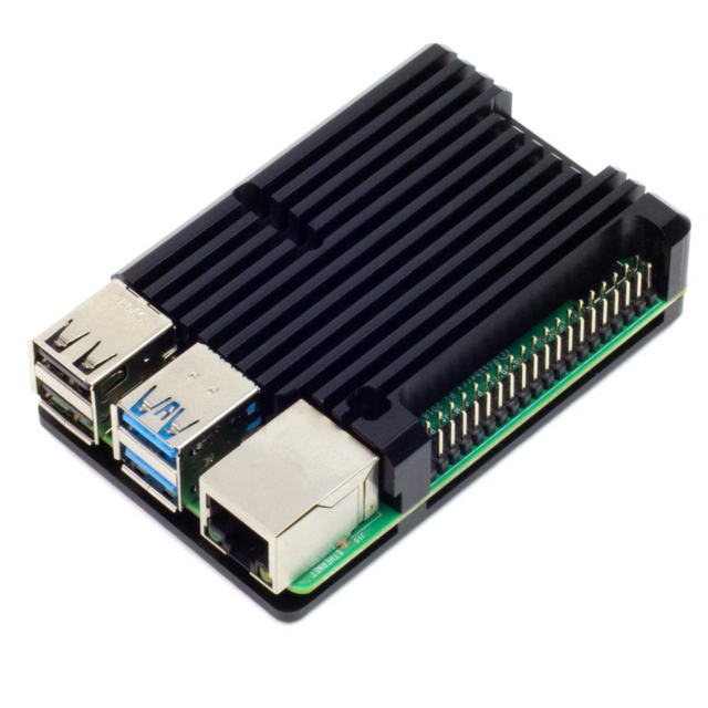 Aluminium Heatsink Case for Raspberry Pi 4 - Anodised Black