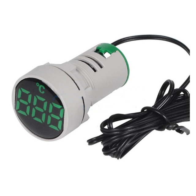 ProMax Mini LED Temperature Indicator Display 22mm, AC 50-380V, Green