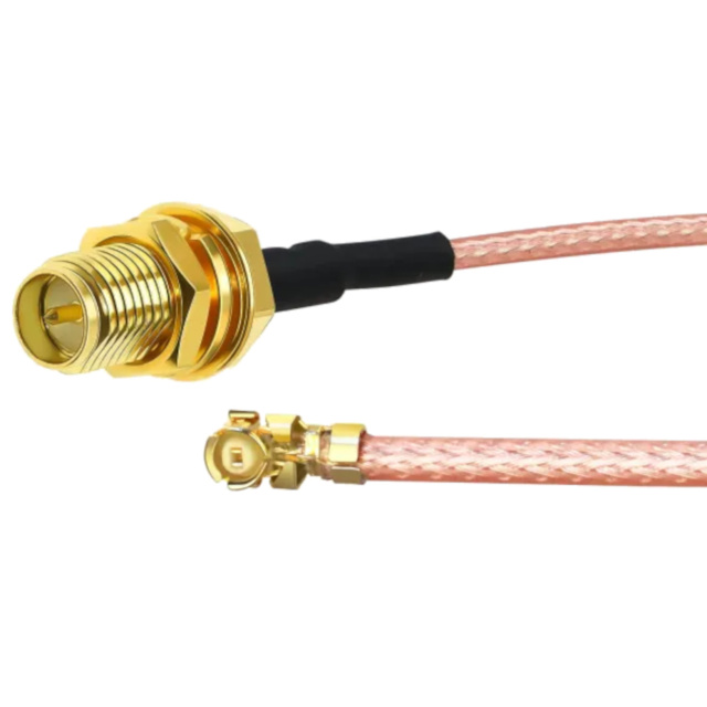 IPEX 1 (U.FL) to RP-SMA Female Bulkhead Pigtail - 10cm RG178 Cable (11mm Long Thread)