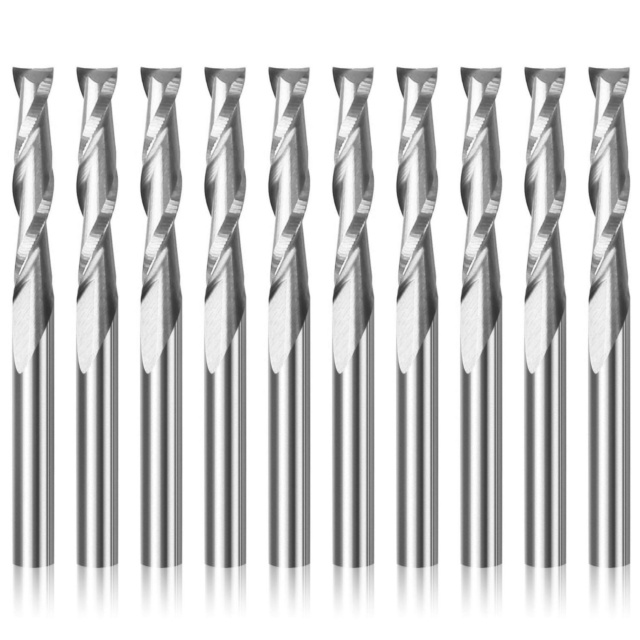 10pcs MechX Flat Nose 2 Flute Spiral End Mill CNC Router Bit