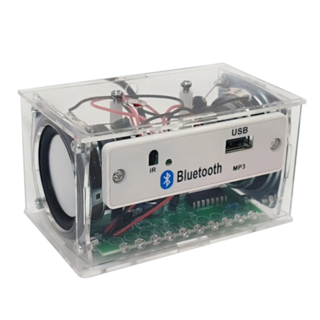 Mini Bluetooth Speaker Unassembled DIY Kit Flashing Light IR Remote Acrylic Case 