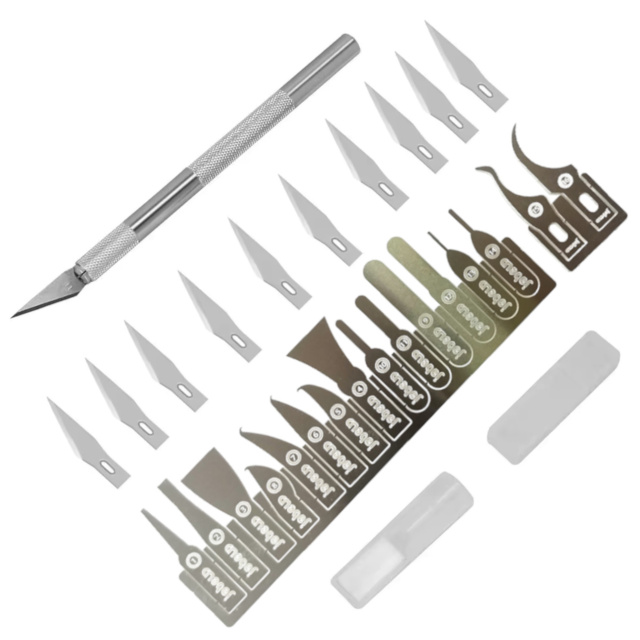 Non-Slip Metal Handle Scalpel Knife 10pcs Sharp 16Pcs Soft Blades  Engraving Cutter Tool Kit BGA IC Chip Repair DIY Art