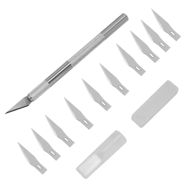 Non-Slip Metal Handle Scalpel Knife 10pcs Sharp Blades  Engraving Cutter Tool Kit Repair DIY Art