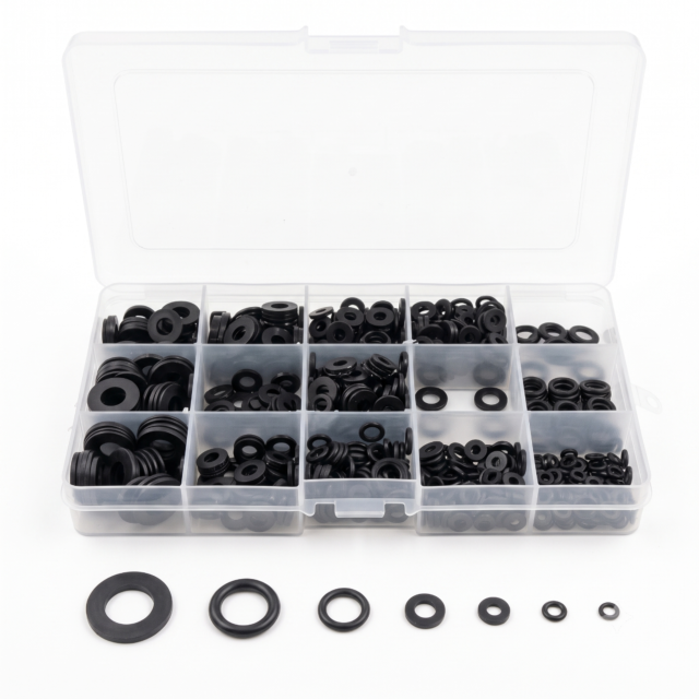 Black Nylon Insulating Washer Assortment Kit with 15-Compartment Storage Box 1150-Piece