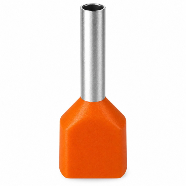 Twin Insulated Bootlace Wire Crimp Ferrule Terminal Lug Orange 0.75 sqmm