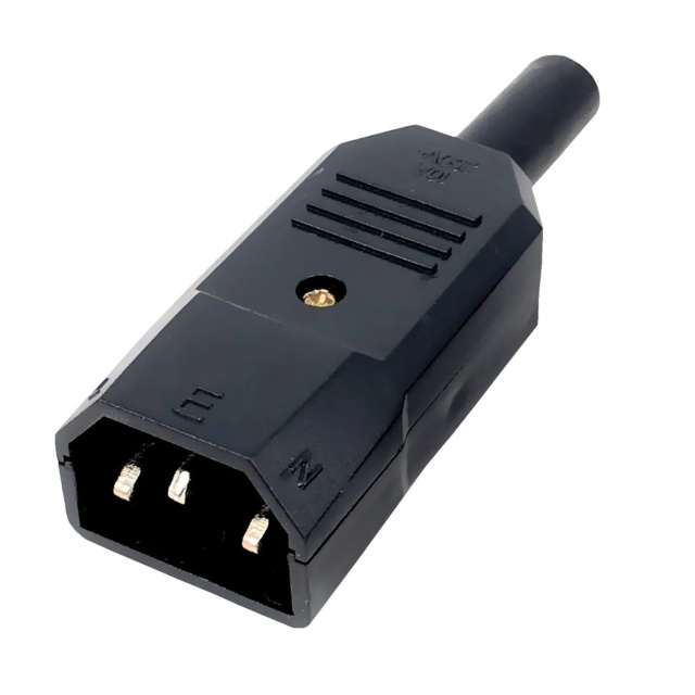 IEC C14 3-Pin AC Power Socket Male Connector Cable Mount